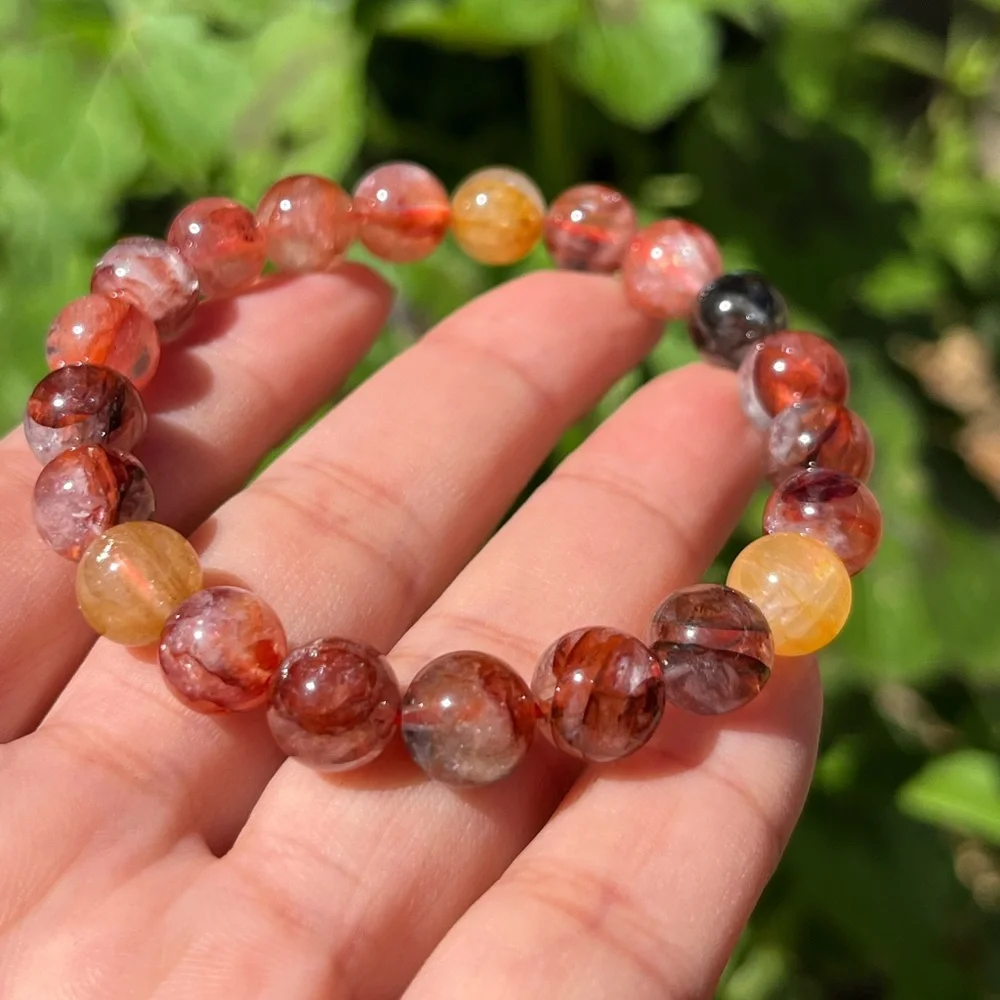 9mm stretchable fire Quartz golden healer bracelet‎